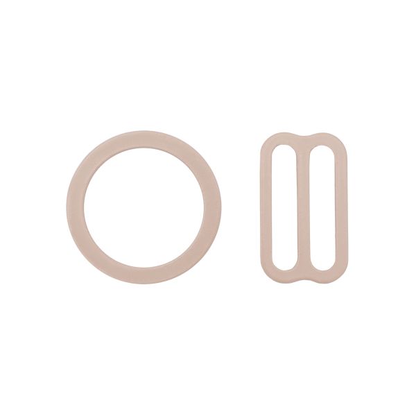 Набор фурнитуры для бюстгальтера металл (кольца ⌀14 мм + регуляторы 15 мм по 4 шт), 775 обж.миндаль, 27795