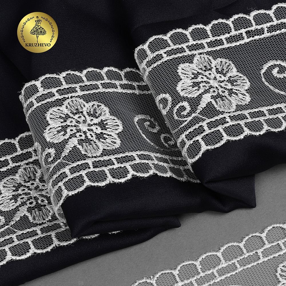 Кружево на сетке 53 мм, TR.1159B, 01 белый, 12м, Kruzhevo