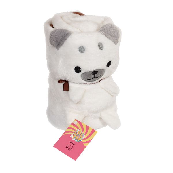 Плед мягкий 95х80 см, 100% полиэстер, №09 белый/собака, Lol&Pop LLP-316