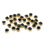 Хрустальные стразы в цапах круглые (золото) изумруд 4х4мм, 29-30 шт/упак Astra&Craft, ЗЦ016НН44