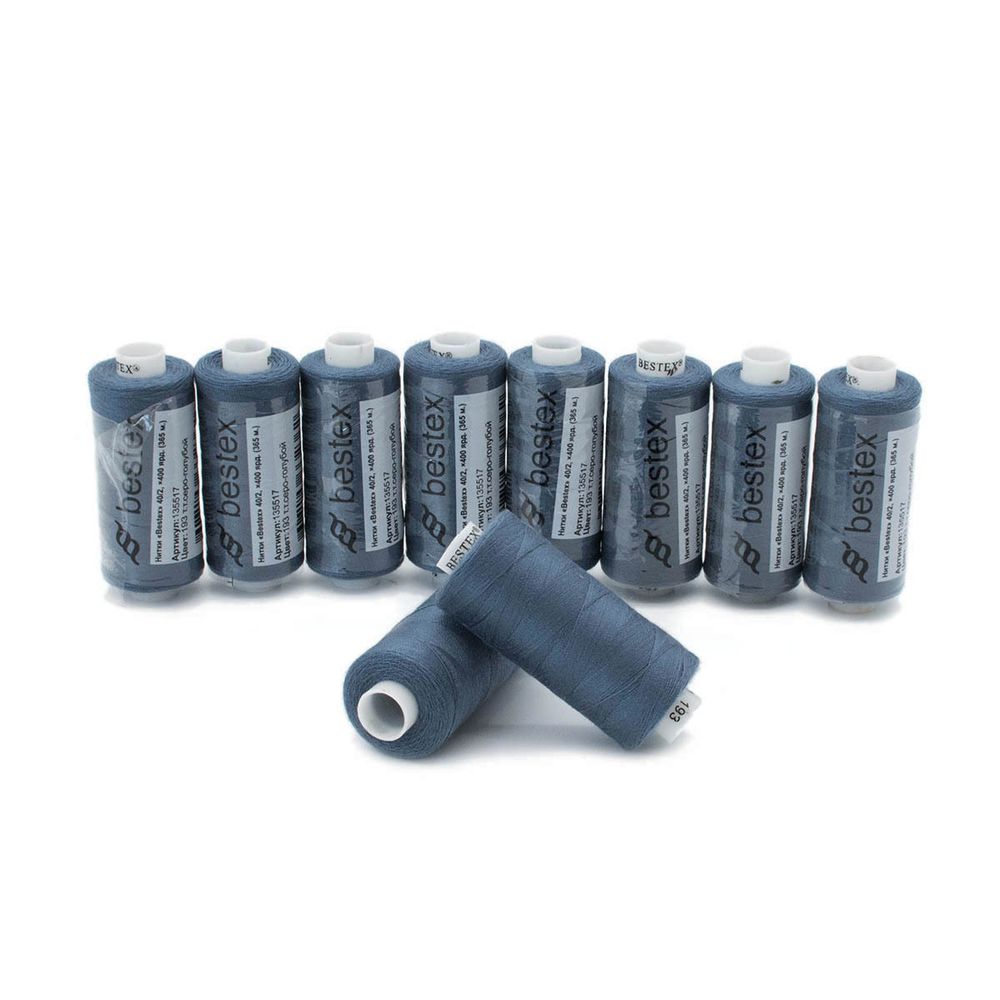 Нитки швейные бытовые Bestex 40/2, 365 м (400 ярд) / 10 кат., 193 серо-синий