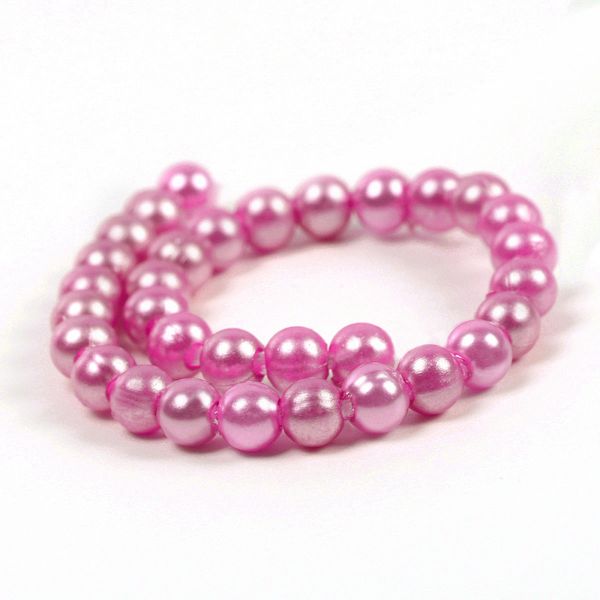 Бусины пластик (перламутр) ⌀8 мм, цв. 093 т.сиреневый, 50 гр. (213 шт), Magic4Hobby