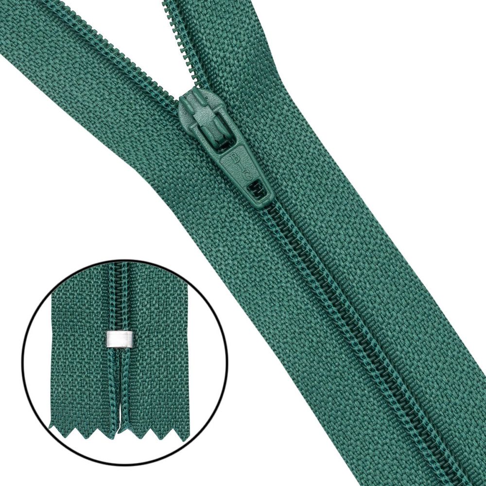 Молния спираль (витая) Т3 (3 мм) 1 зам., н/раз., 20 см, автомат, т.зел, 30106, 10 шт