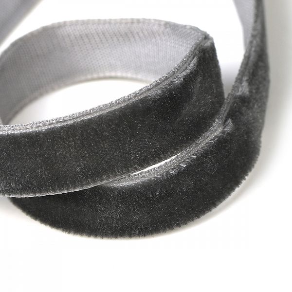 Лента бархатная (тесьма) 10.0 мм / 22.86±1 метров, арт.10VR64 нейлон цв.т.серый