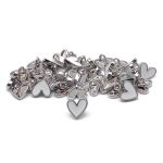 Пуговицы на ножке фигурная Сердце 16L (10мм), металл (White/S (белый/серебро)), MEs-2012, 36 шт