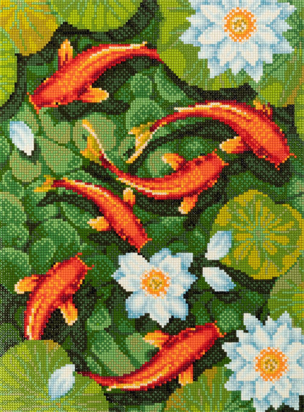 Алмазная (кристальная) мозаика Фрея ALPD-204, на подрамнике Карпы Кои, 40х30 см