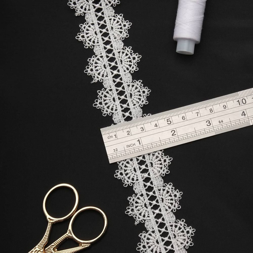 Кружево гипюр (плетёное) 40 мм / 13.7 метров, белый, 3AR1417