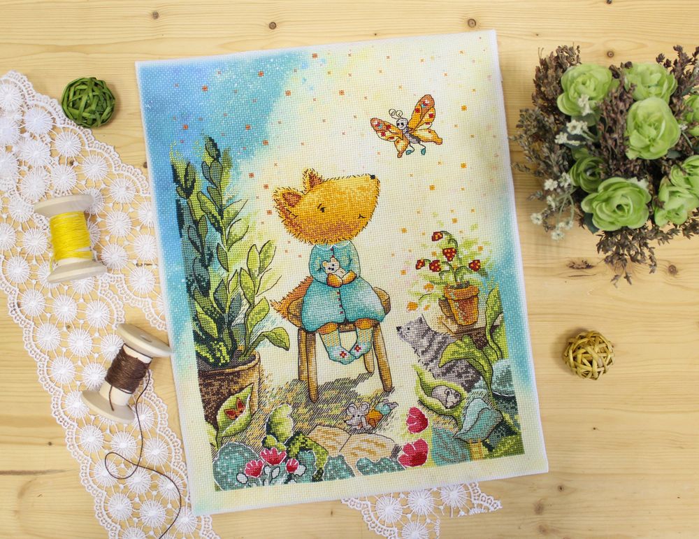 Набор для вышивания нитками МП Студия, Лисичкин сад 33х24 см