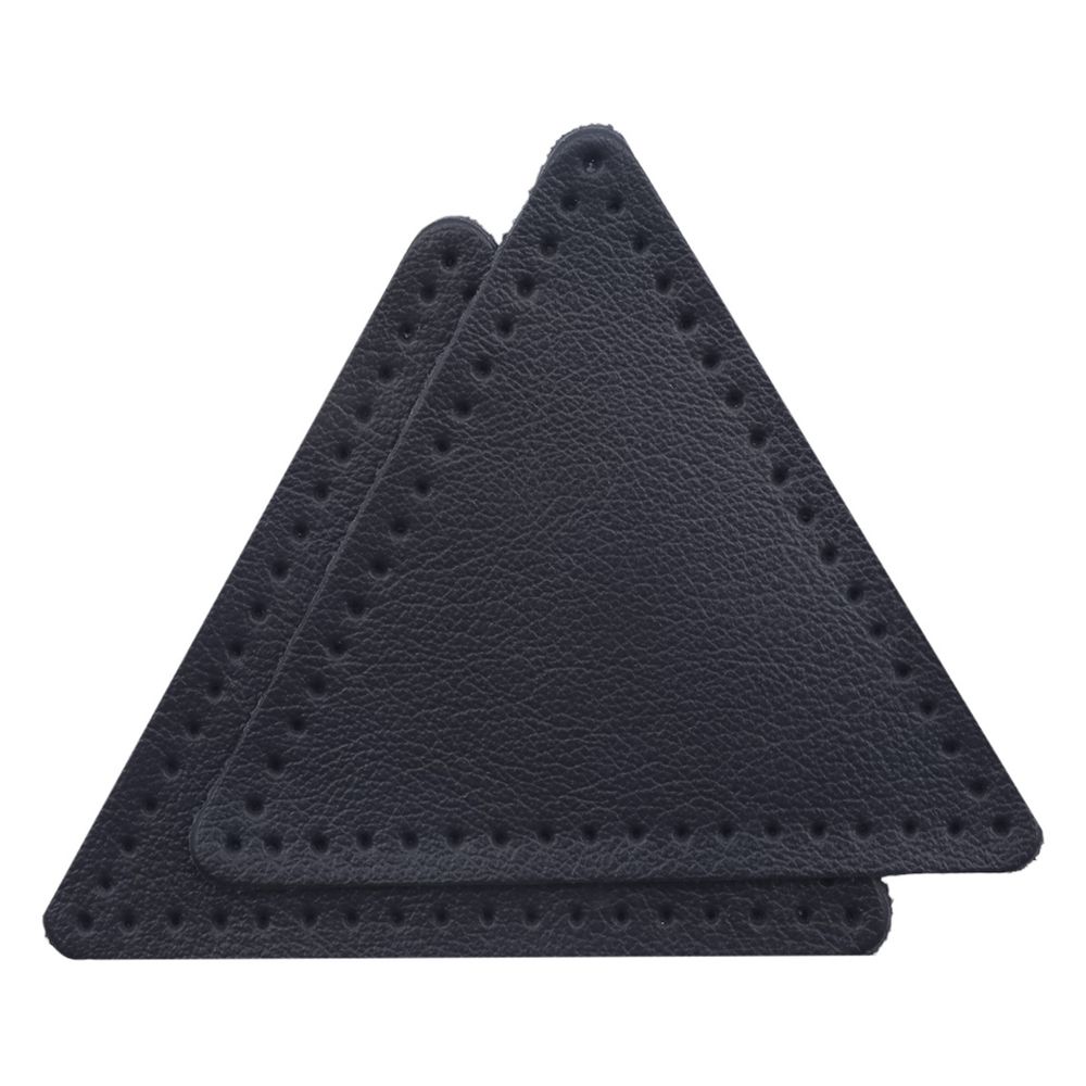 Заплатки пришивные из кожи, треугольник равносторонний 8см с перфорацией, 2 шт, 100% кожа, 05 темно-синий, 9126