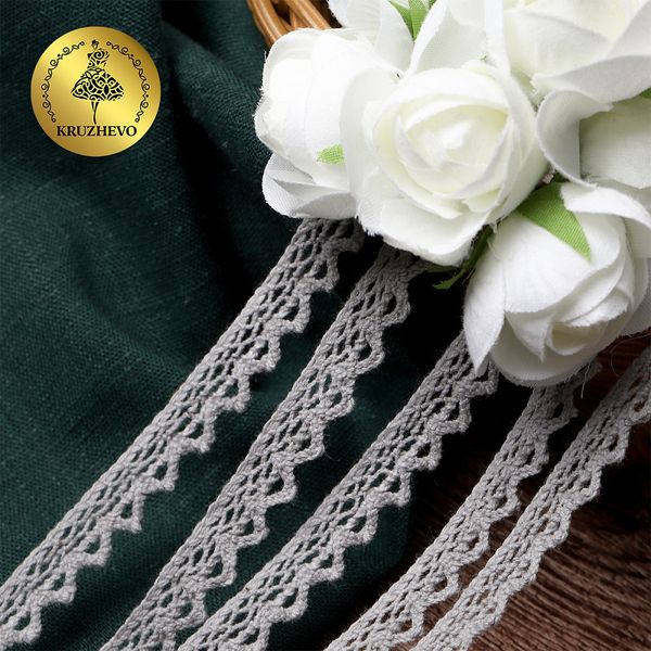 Кружево вязаное (тесьма) 10 мм / 10 метров, 5036.25 цв.25 св.серый, Kruzhevo