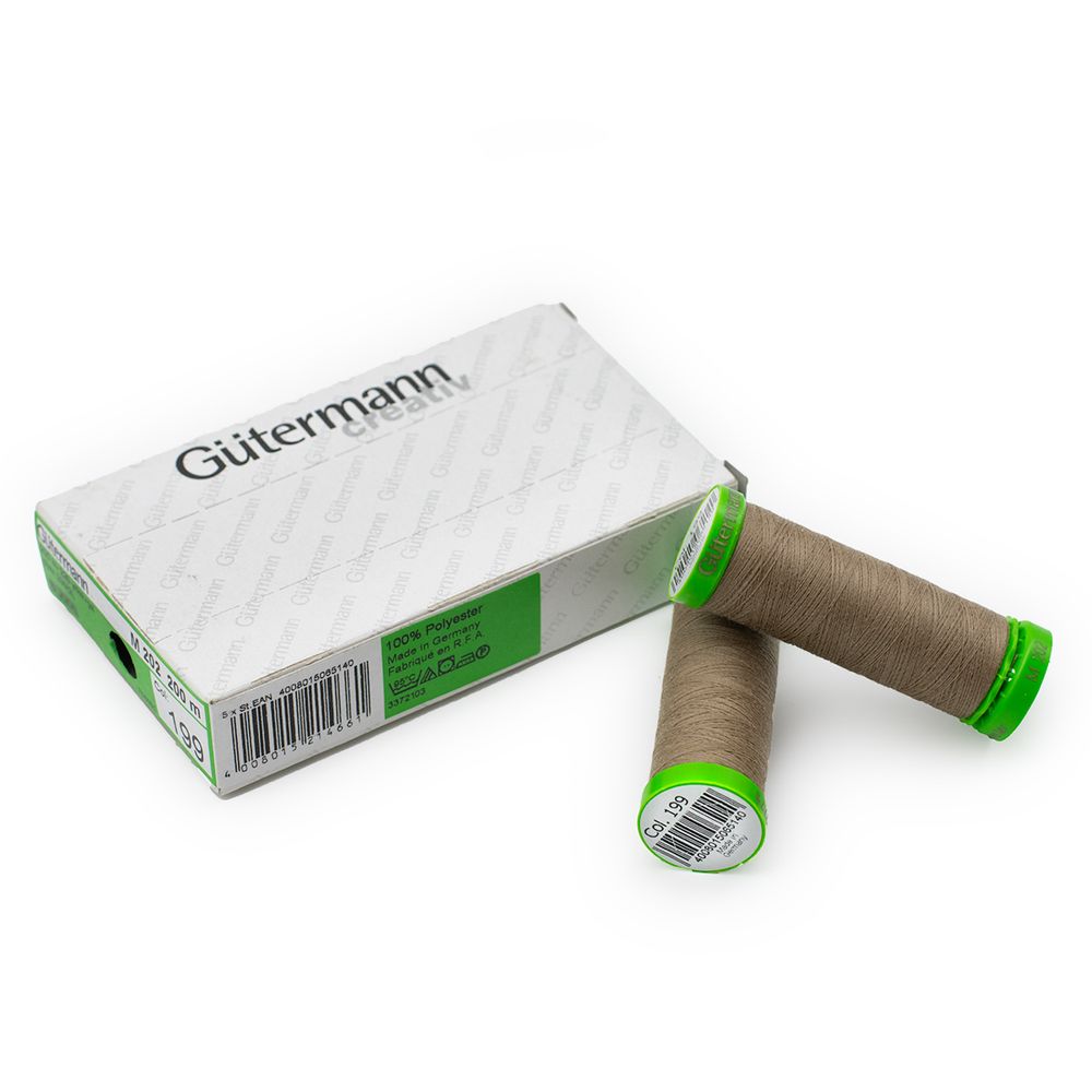 Нитки для тонких тканей Gutermann Extra Fine 150, 200м, 199 мускатный орех, 5 катушек