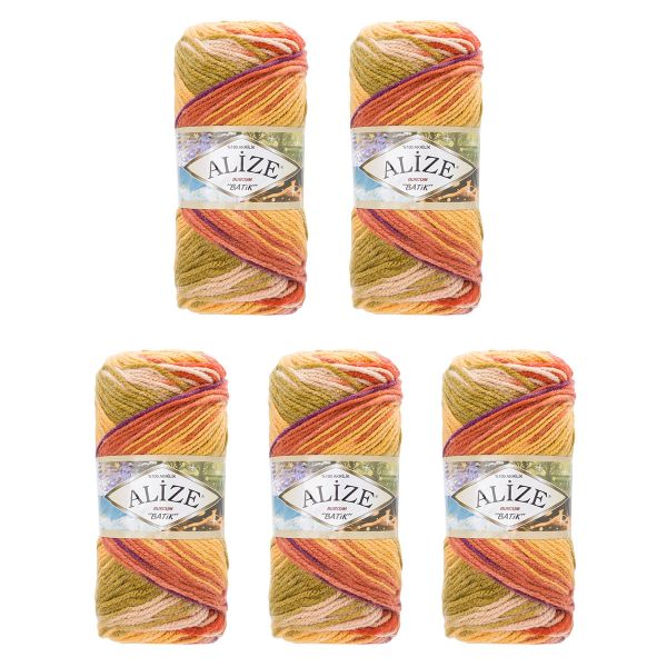 Пряжа Alize (Ализе) Burcum Batik / уп.5 мот. по 100 г, 210м, 8027 секционный
