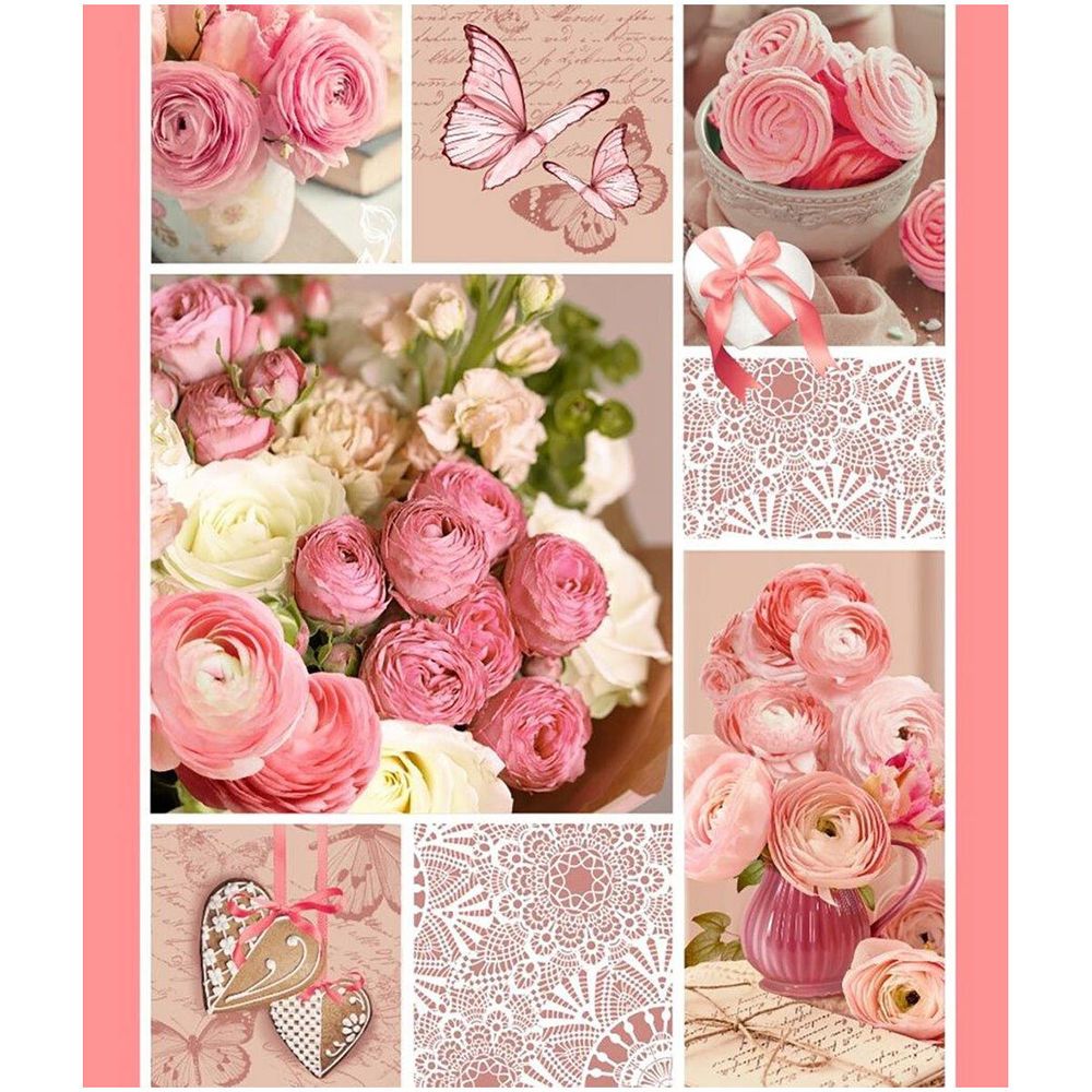Ткань для рукоделия вафельное полотно набивное арт 60 рис 5612 вид 1 Розовый пэчворк 150х50см, Astra&amp;Craft