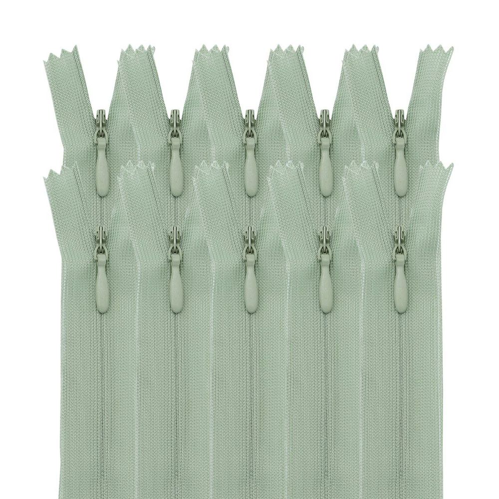 Молния потайная (скрытая) Т3 (3 мм) 1 зам., н/раз., 50 см, св.зеленый нейлон, 31311 / 50, 10 шт