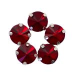 Хрустальные стразы в цапах круглой формы, красный 10 мм, 5 шт. Astra&Craft, РЦ008НН10