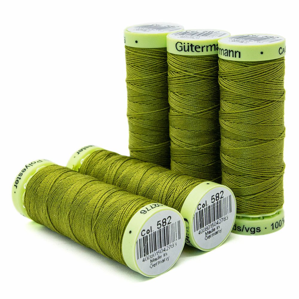 Нитки отделочные Gutermann Top Stitch, 30м, 582 зеленая горчица, 5 катушек