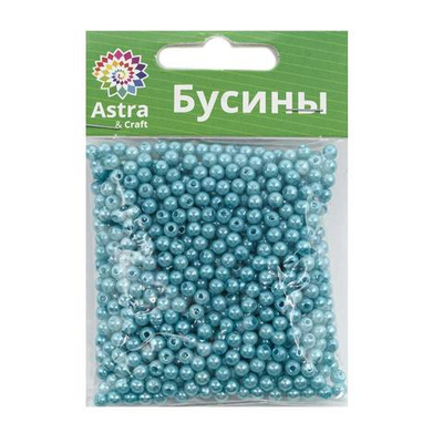 Бусины пластик (жемчуг) ⌀4 мм, 25 г, Astra&Craft, 029 NL бирюза
