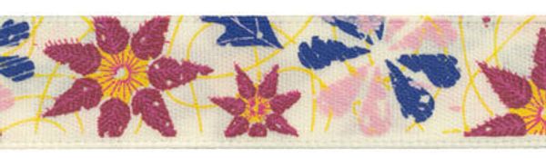 Лента атласная с рисунком 12.0 мм / 5 шт по 3 метра, F35/008 цветы/кремовый, Gamma ALP-125