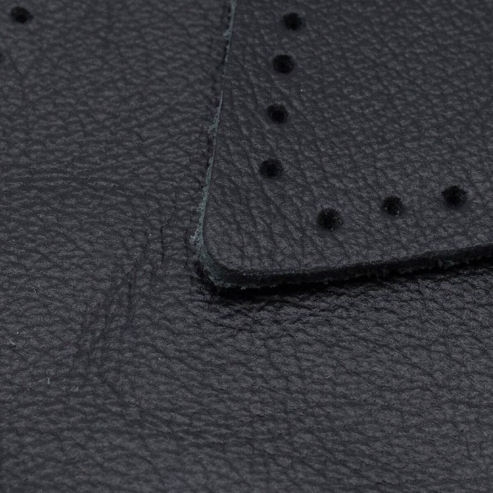 Заплатки пришивные из кожи, ромб 6х8,4см с перфорацией, 2 шт, 100% кожа, 01 черный, 9115