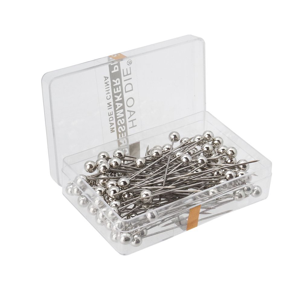 Булавки портновские 38 мм, с цветной головкой, в футляре, 100 шт, серебро, Hobby&amp;Pro