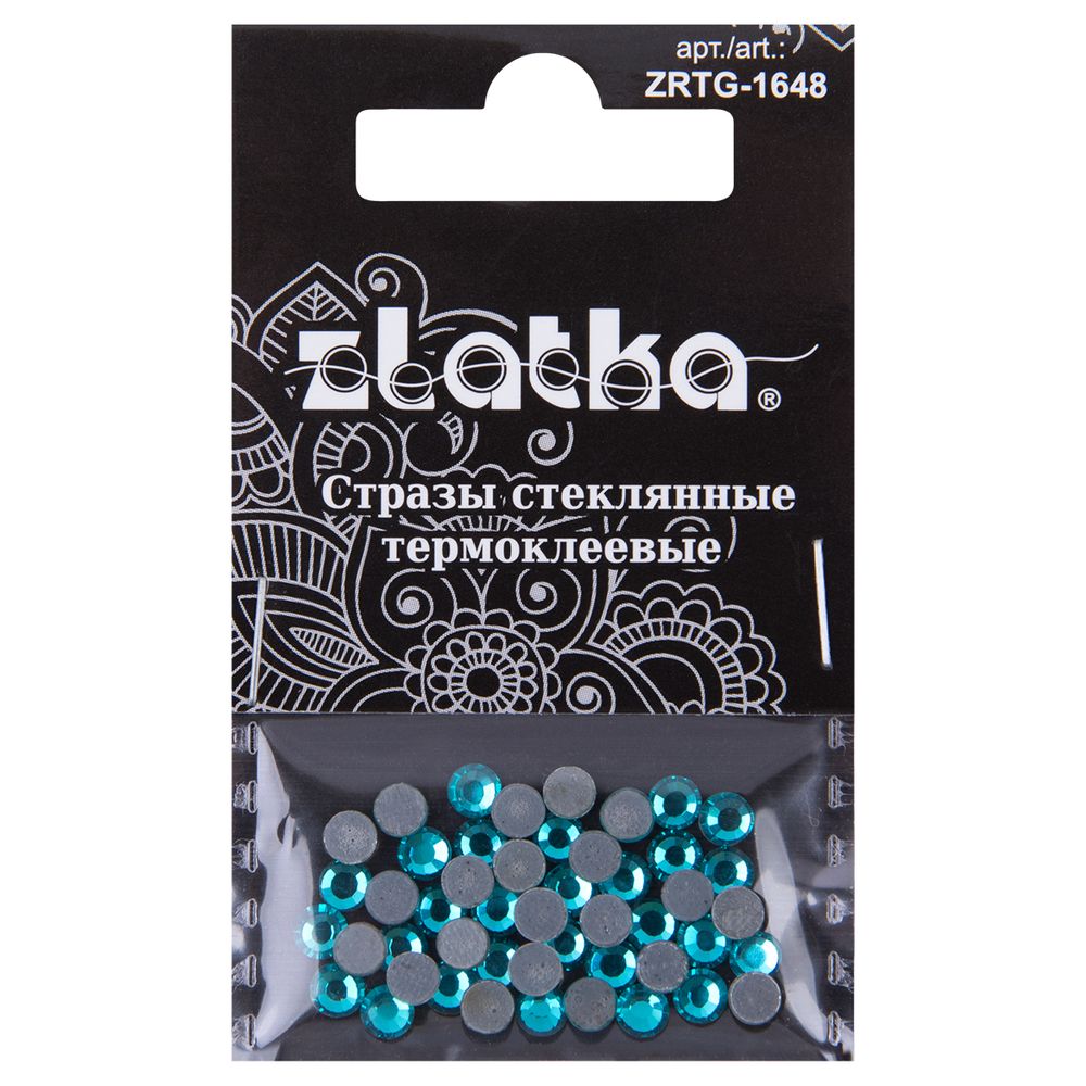 Стразы клеевые стекло 3.9 мм, 5х48 шт, SS16 №09 бирюзовый (Blue Zircon), Zlatka ZRTG-1648