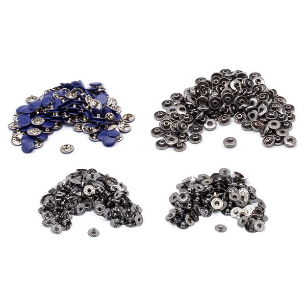 Кнопка Альфа (S-образная) ⌀10.0 мм, ≈144 шт, МЕТАЛЛ, эмаль, 569 т.синий глянцевый + отв.части чер.никель, ВТ-2, NEW STAR