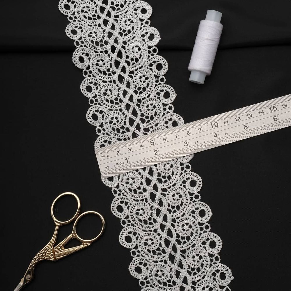 Кружево гипюр (плетёное) 75 мм / 13.7 метров, белый, 3AR1300