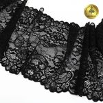 Кружево бельевое эластичное 190 мм / 10 м, 6378, цв.02 черный, Kruzhevo