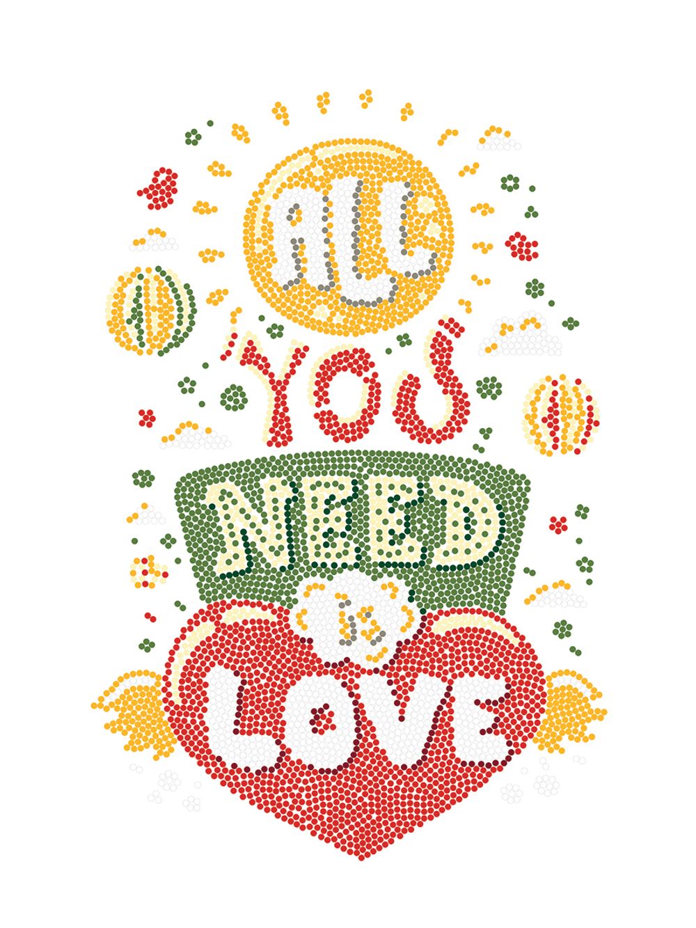 Алмазная (кристальная) мозаика Фрея, постер Всё, что тебе нужно-любовь, 30х40 см