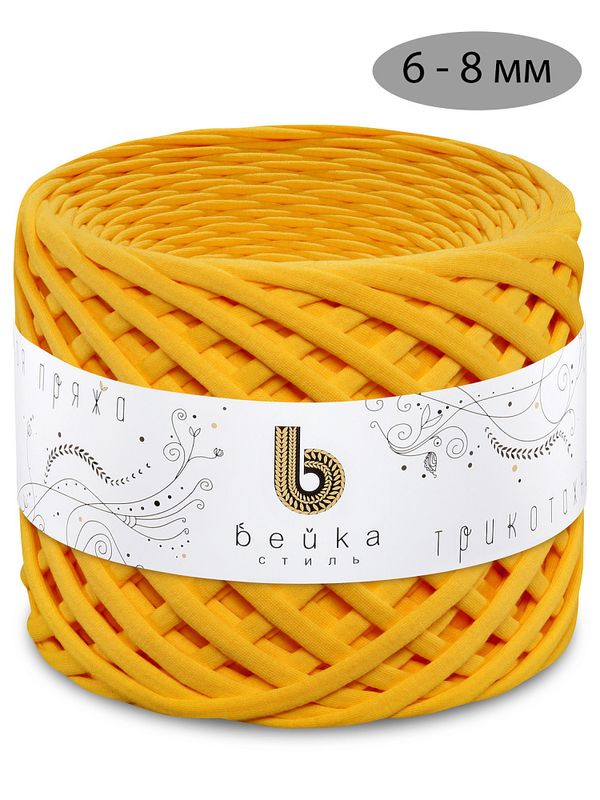 Пряжа трикотажная 1х300г, 100м, шир. 6-8 мм, 3030 солнечно-желтый