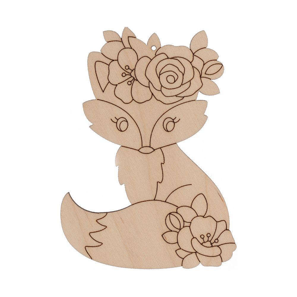 Заготовка из фанеры Подвеска, 0.3 см, Лисёнок с цветами, 6.5х9см, ВД-1166 Mr.Carving Заготовка из фанеры Подвеска, 0.3 см, Лисёнок с цветами, 6.5х9см, ВД-1166 Mr.Carving