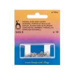 Крючки пришивные 7 мм, 14 шт, с 2 петлями, серебристые, Pony, 79501