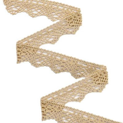 Кружево вязаное (тесьма) хлопковое 30 мм / 25 метров, одностор. (02 бежевый)