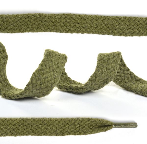 Шнурки плоские 12мм х/б дл.150см цв.021 хаки (10 комп)