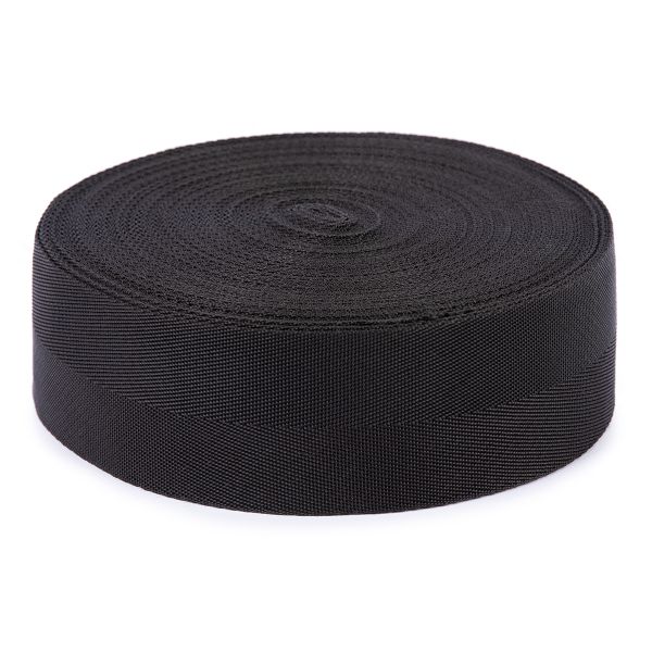 Стропа (ременная лента) 60 мм / 25 метров, толщ. 1.19 мм, [28 г/пог.м], 100% п/п, черный, Gamma С2693Г17