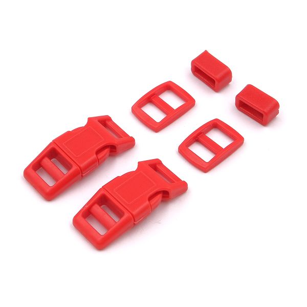 Фастекс (пряжка трезубец), рамка и рамка-регулятор 10мм, пластик, (2 компл.) Hobby&Pro, красный, A03001037-10