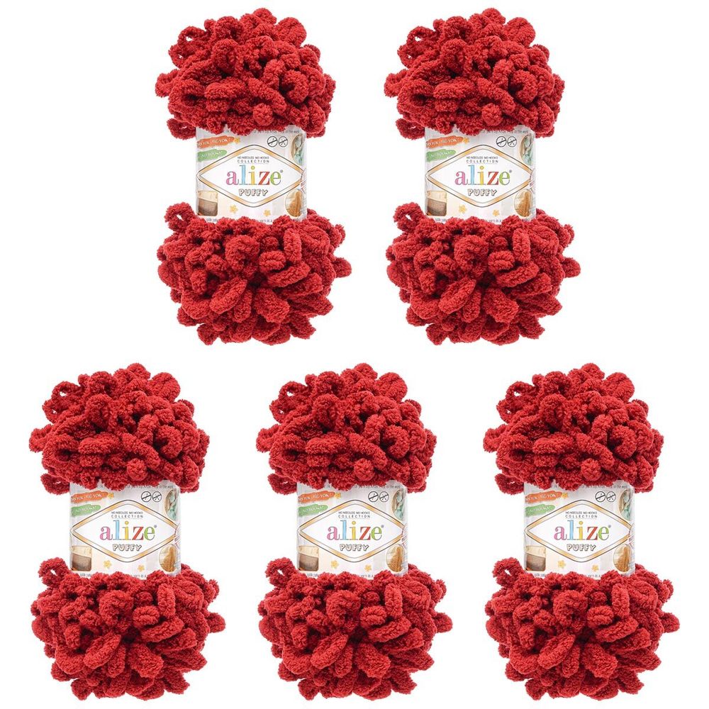 Пряжа Alize (Ализе) Puffy / уп.5 мот. по 100 г, 9м, 327 винный