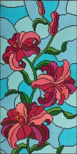 Алмазная (кристальная) мозаика Фрея ALV-117, Лилия. Витраж, 60х30 см