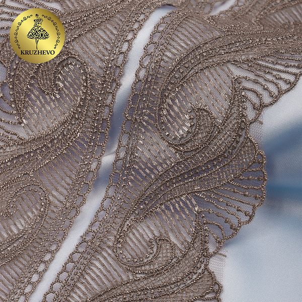 Кружево на сетке 70 мм, 2107 цв.N4815 кофе уп.13.71м, Kruzhevo