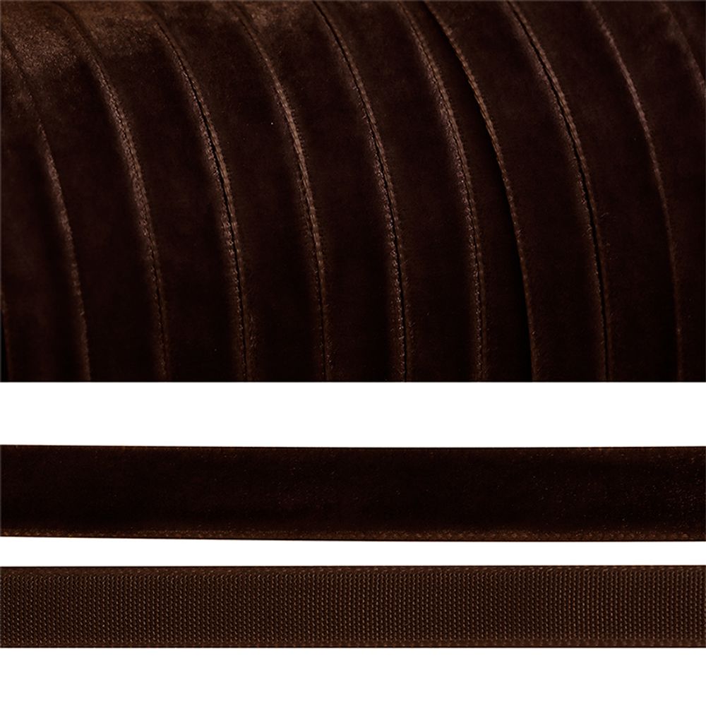 Лента бархатная 10 мм, LB1072 нейлон коричневый уп.20м