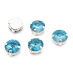 Хрустальные стразы в цапах круглой формы, голубой 10 мм, 5 шт. Astra&Craft, РЦ013НН10