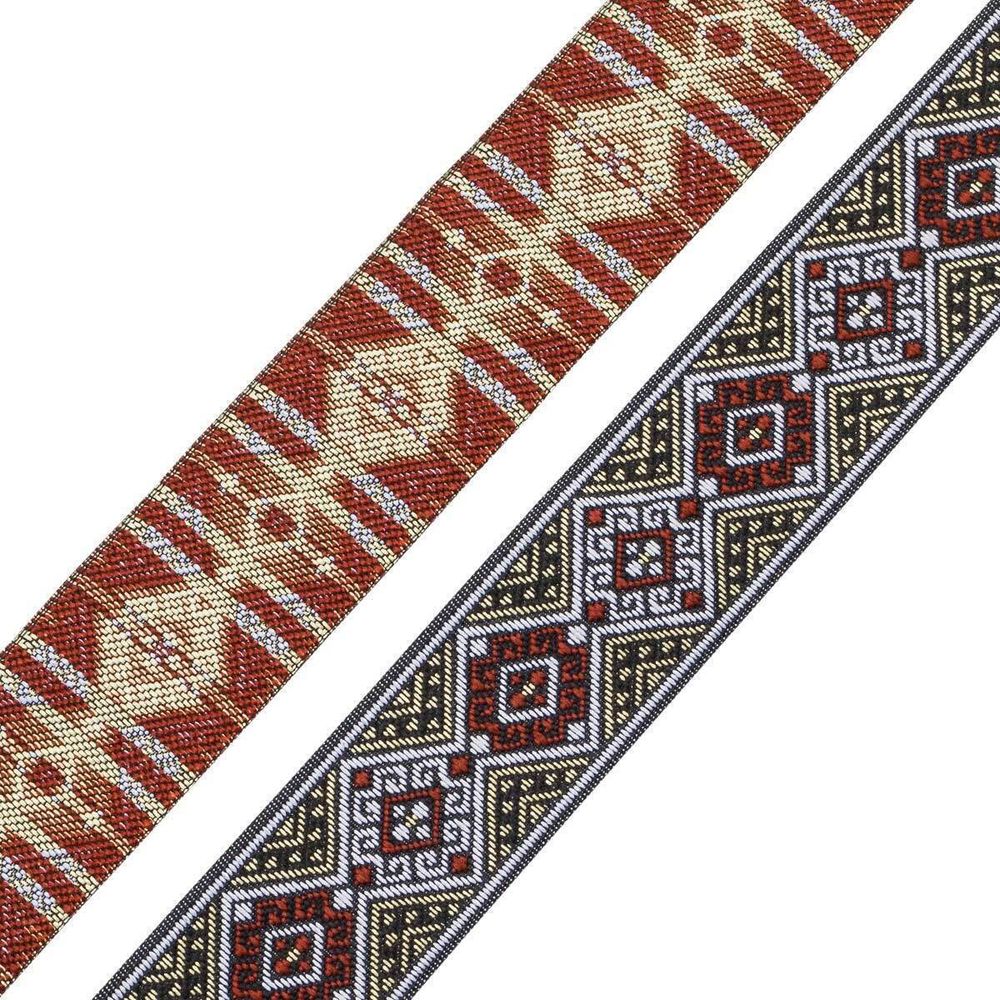 Лента (тесьма) жаккардовая 35.0 мм / 7 метров, золото/коричневый, 4101-1
