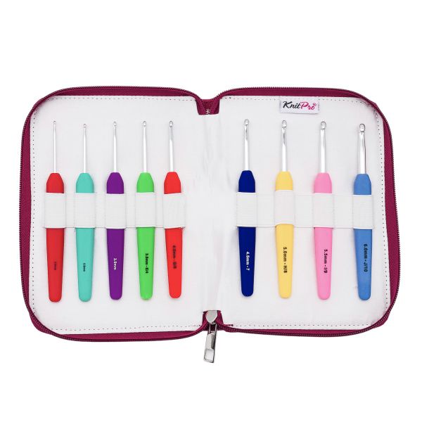 Набор крючков для вязания Waves, тканевый органайзер, 2мм- 6мм, алюминий/пластик, 9 шт, KnitPro, 30930