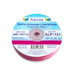 Лента атласная с рисунком 12.0 мм / 22.8 метров, D 103/113 малиновый/черный, Gamma ALP-121