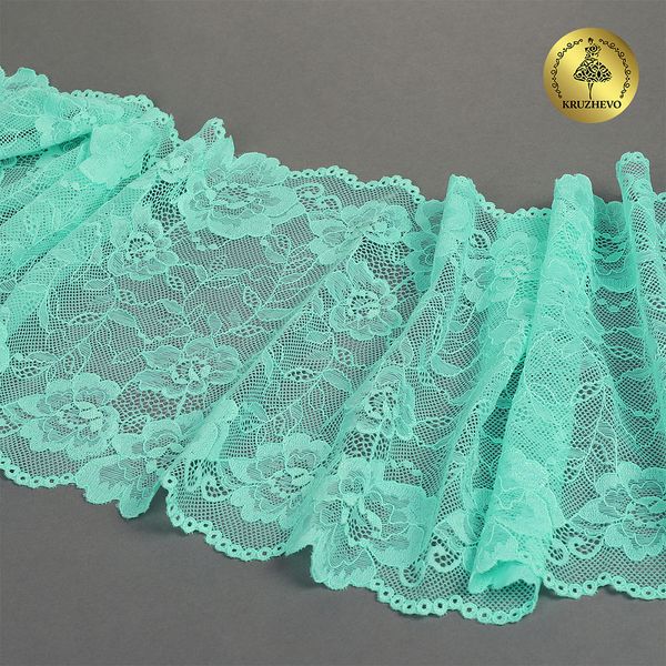 Кружево бельевое эластичное 190 мм / 10 м, 24, цв.мята, Kruzhevo