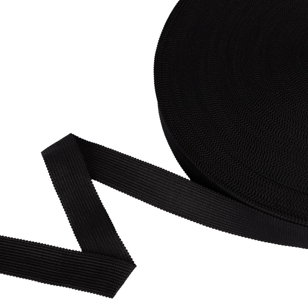 Тесьма (лента) окантовочная 22 мм / 100 метров, черный, Gamma 022 О черный