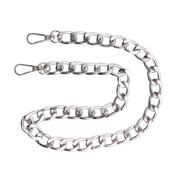 Цепочка для сумки с карабинами алюм 60см 13,5х20,5мм, плоская, цв.серебро, 9729832