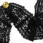 Кружево бельевое эластичное 180 мм / 10 м, цв.2 черный, Kruzhevo