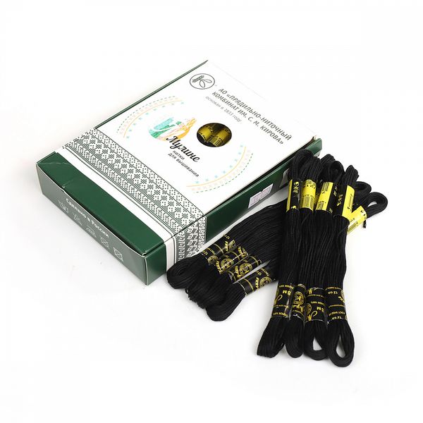 Мулине ПНК им.Кирова цв.7214 черный, 24 мотка по 8 метров