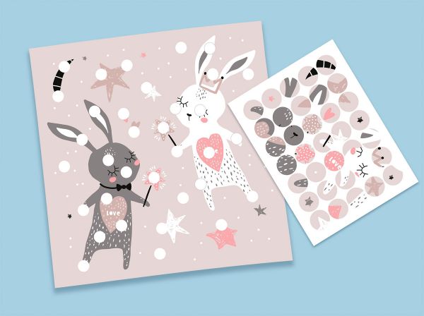 Аппликация с наклейками Фрея RSND-001, Волшебные зайки, 20х20 см